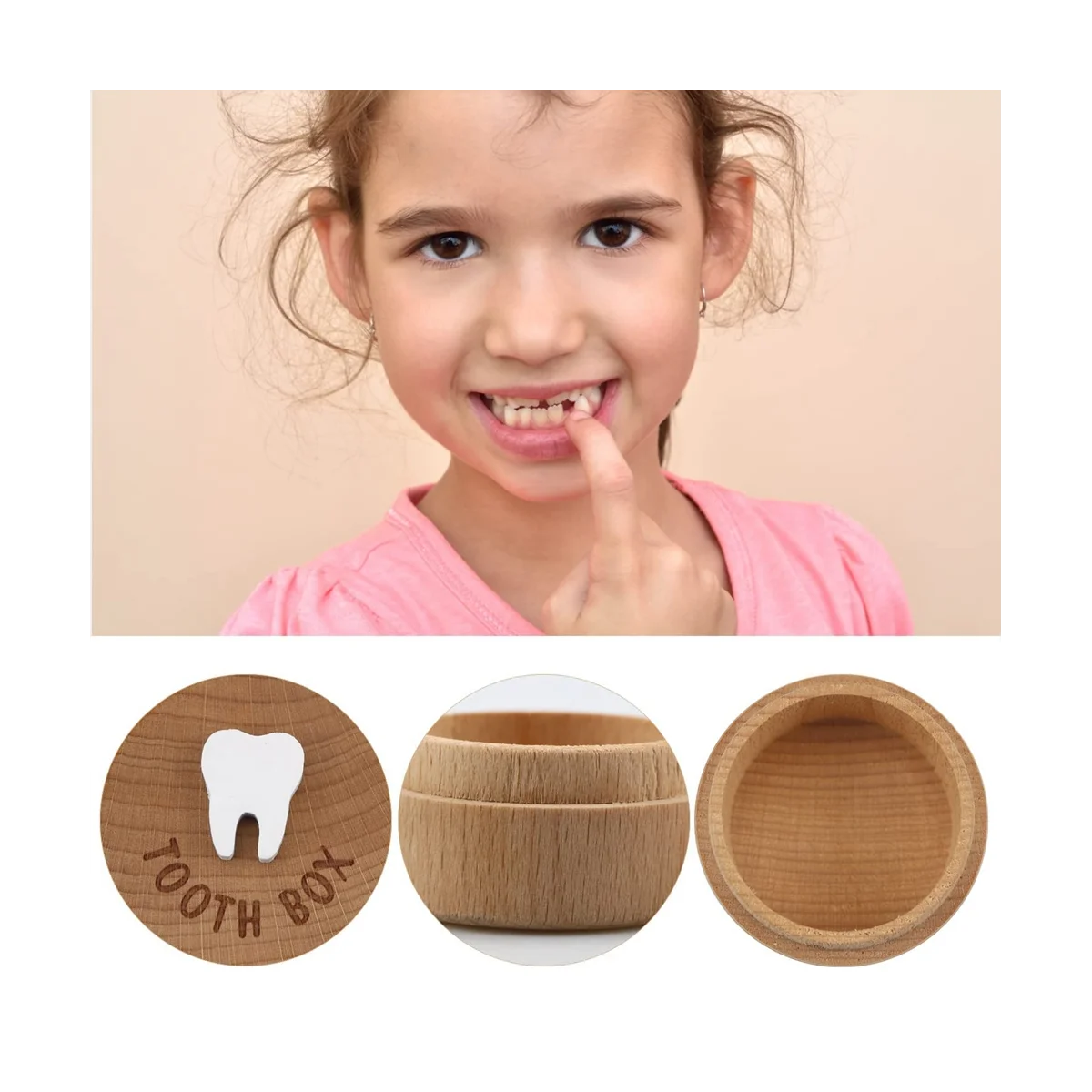 Коробка зубной феи 3D Резная Деревянная коробка Сувенирная коробка для хранения выпавшего зуба на память Подарок для мальчика или девочки