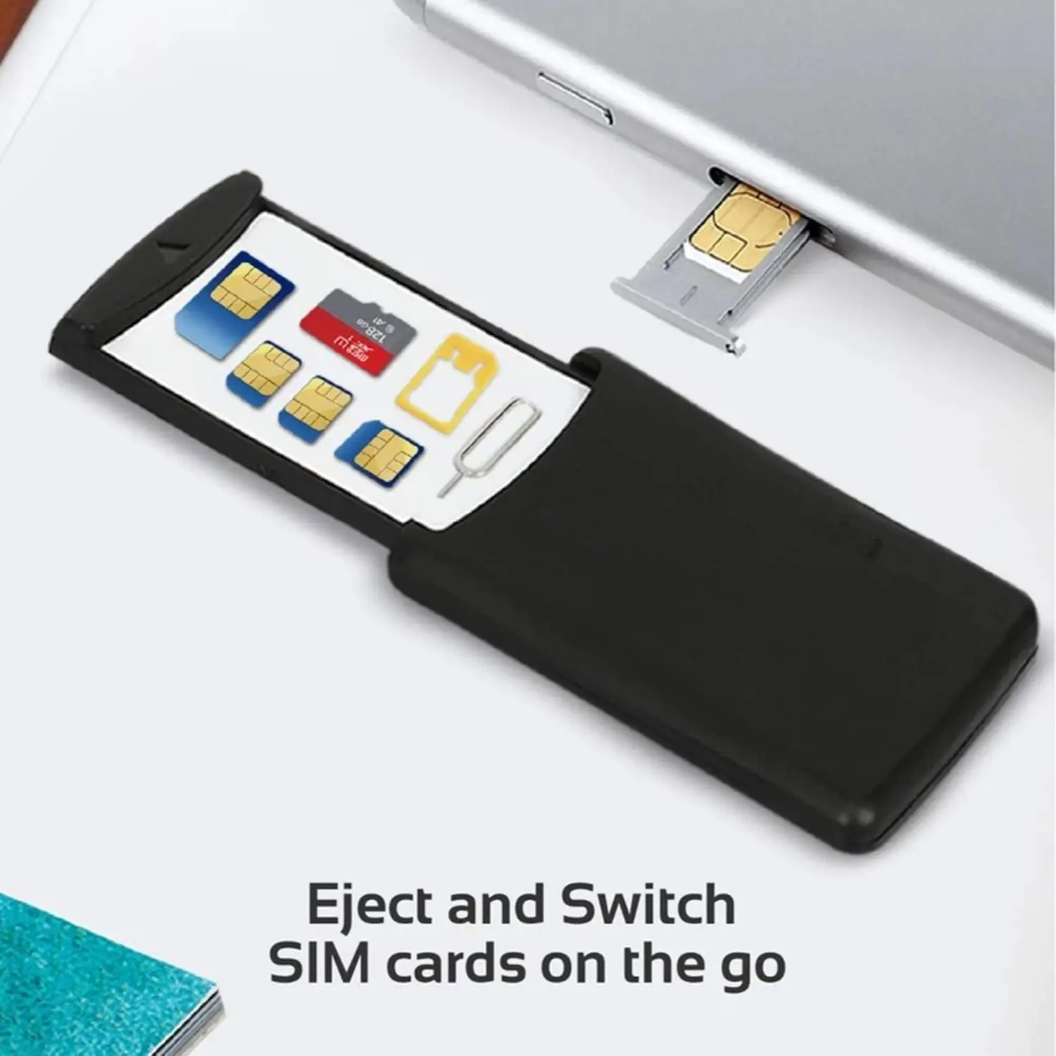Безопасный чехол для мобильного телефона - безопасное хранение SIM-карты и карты Micro SD - включает адаптер Micro SIM, адаптер Nano SIM и pin-код для снятия