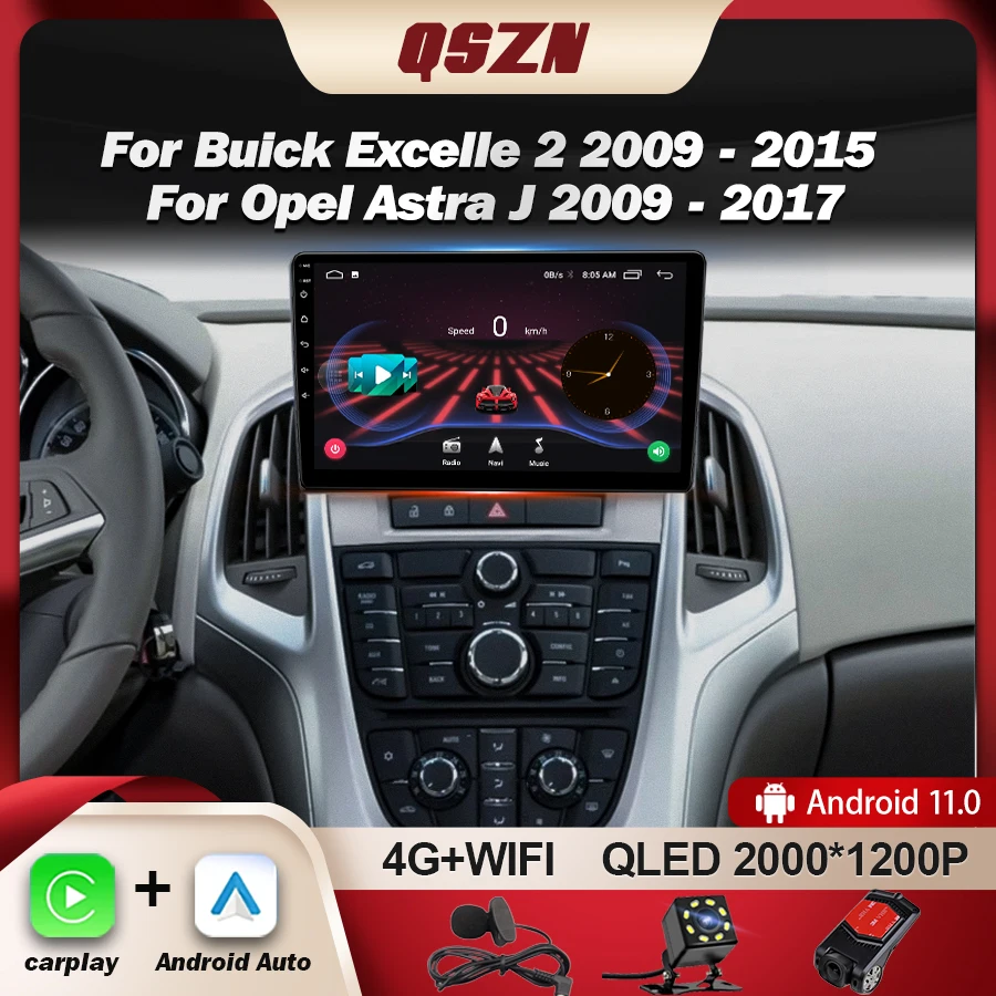 QSZN Для Buick Excelle 2 2009-2015 Для Opel Astra J 2009-2017 Автомобильный Радио Мультимедийный Плеер Android 13 GPS Навигация Без 2din DVD