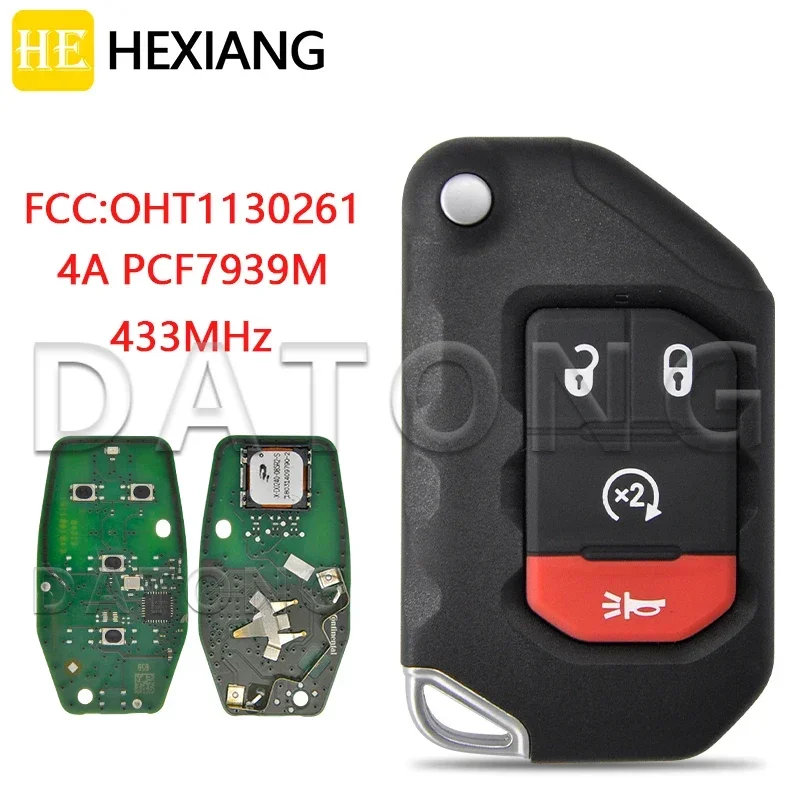 Автомобильный Дистанционный Ключ HE Xiang Для Jeep Wrangler 2018-2019 FCCID OHT1130261 433 МГц 4A Чип PCF7939M Smart Flip Автозапуск