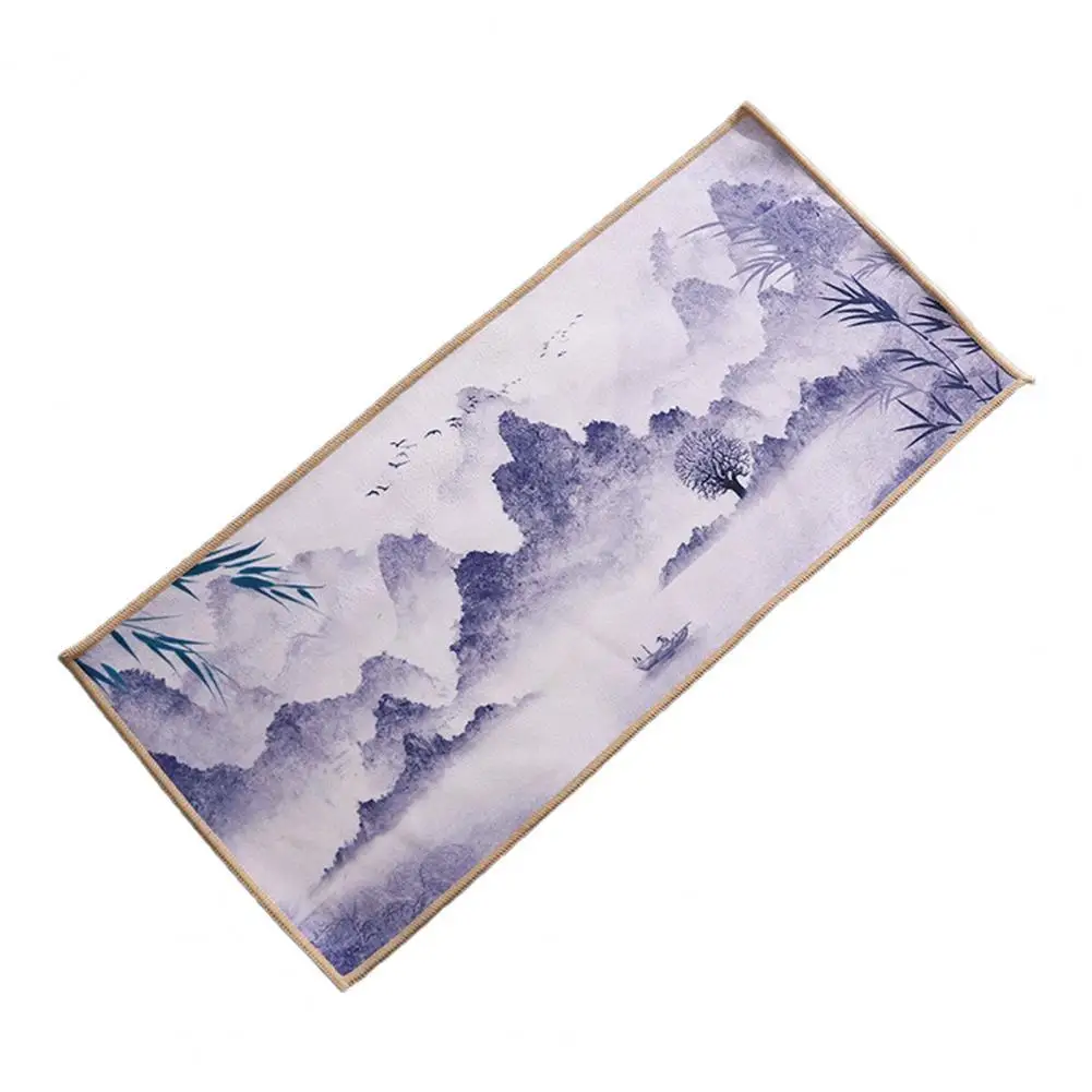 Чайное полотенце с китайской росписью, традиционный стиль, коралловый флис, реки, горы, толстый коврик для стола, профессиональная тряпка для чайных домиков