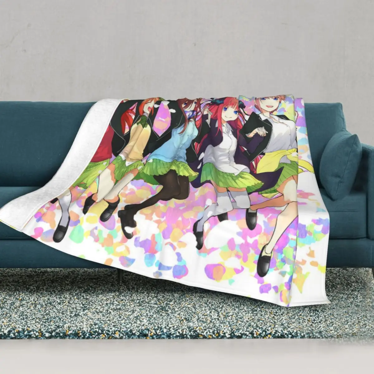 Cobertor de malha de lã miku nakano ichika ultra-macio do lance para a colcha do sofá de casa