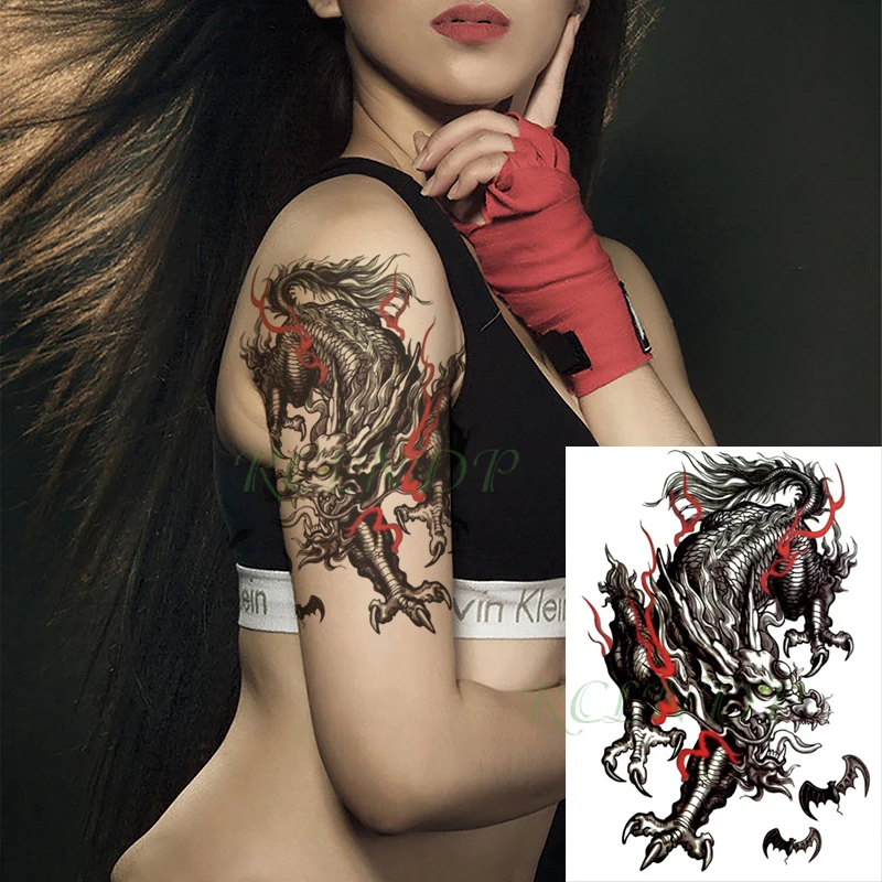 Водонепроницаемая временная татуировка-наклейка с рисунком китайского дракона Kylin, Поддельная татуировка, флэш-татуировка на руке, боди-арт для женщин и мужчин