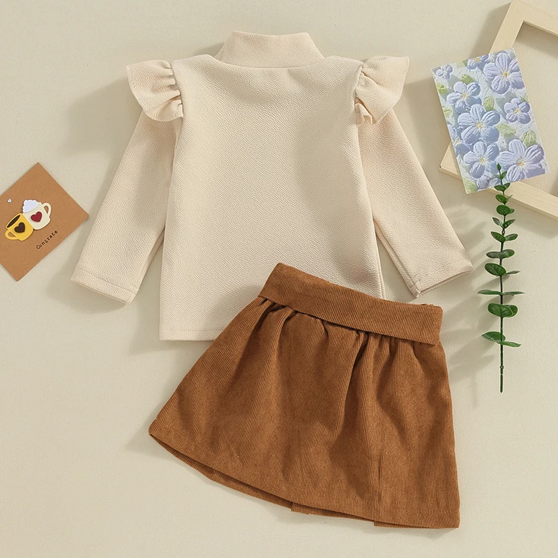 Одежда для маленьких девочек Mubineo, осенне-зимние юбочные наряды, Топы с длинными рукавами, вельветовые юбки, Комплект детской одежды