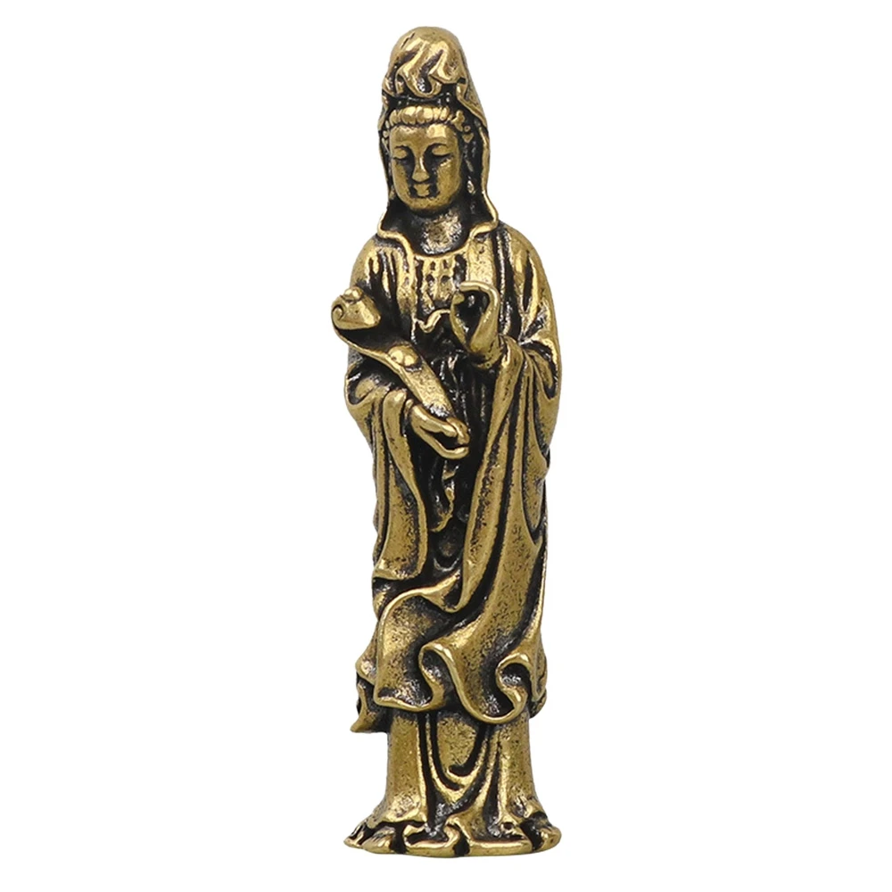 Миниатюрный Будда Гуань Инь, Бодхисаттва, Бронзовая статуя Будды, Бронзовая статуэтка для украшения небольшого ландшафта, Антикварная Бронзовая посуда