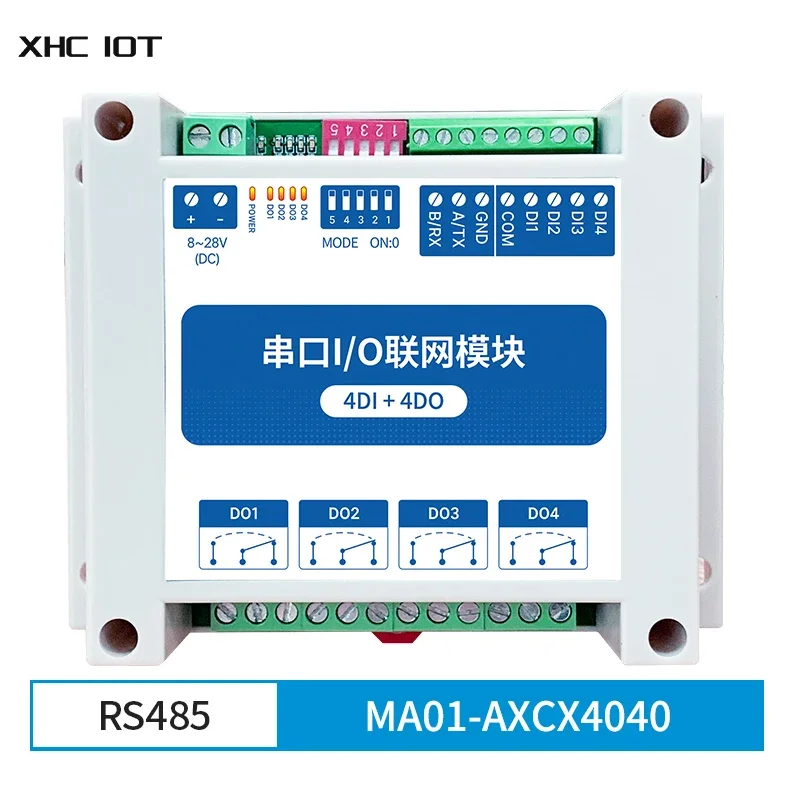 Мониторинг сбора данных Сетевого модуля 4DI + 4DO RS485 Modbus RTU Промышленного Класса С Последовательным Портом Ввода-вывода MA01-AXCX4040 XHCIOT