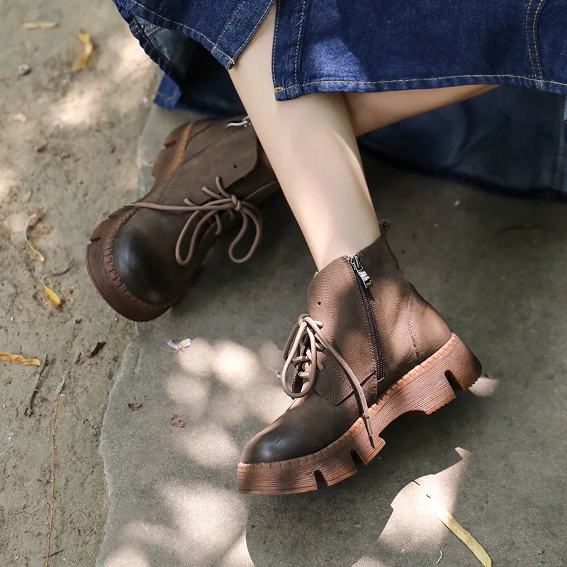 Ботильоны Кожаные Женские туфли кофейного цвета на шнуровке на высоком каблуке Женская обувь для верховой езды из натуральной кожи ручной работы Бренд Knight 2023