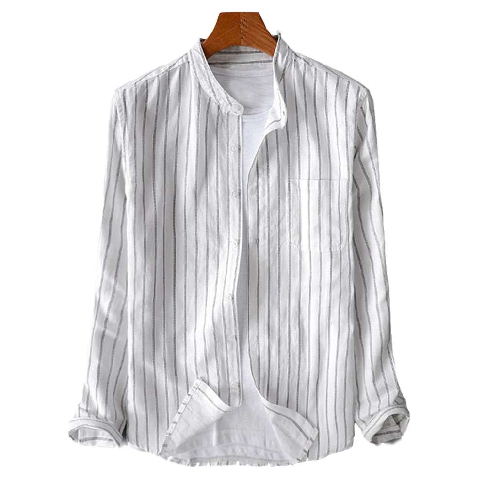 Блузка, мужская рубашка S ~ 2XL, футболки, дышащие Повседневные Повседневные Свободные без воротника, удобные для дедушки с длинным рукавом 2022 г.