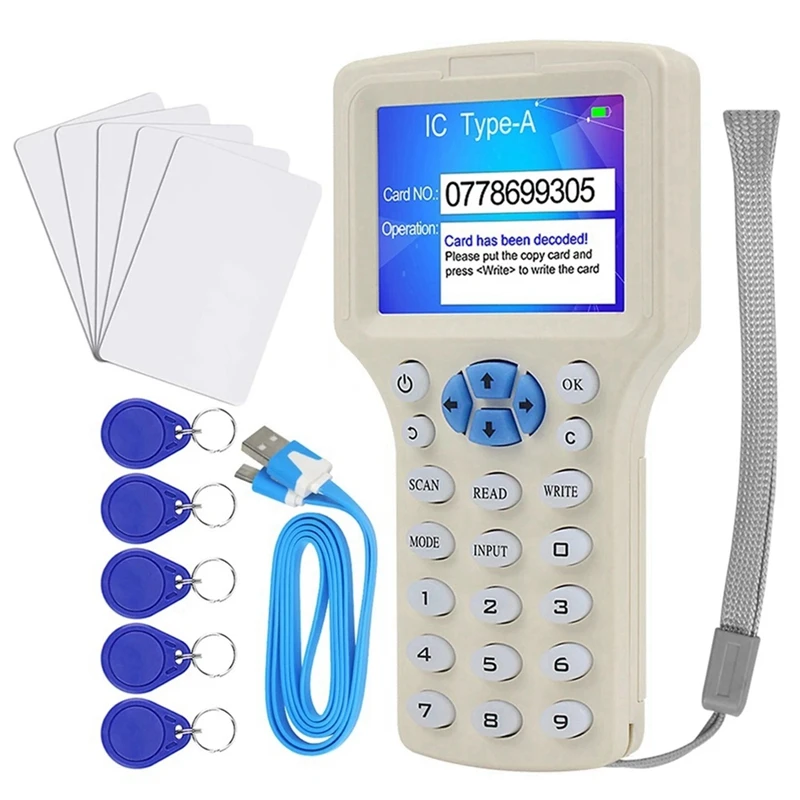 RFID Считыватель Писатель Дубликатор Программаторсмарт-карт 125 кГц 13,56 МГц Зашифрованный Декодер Записываемый Ключ