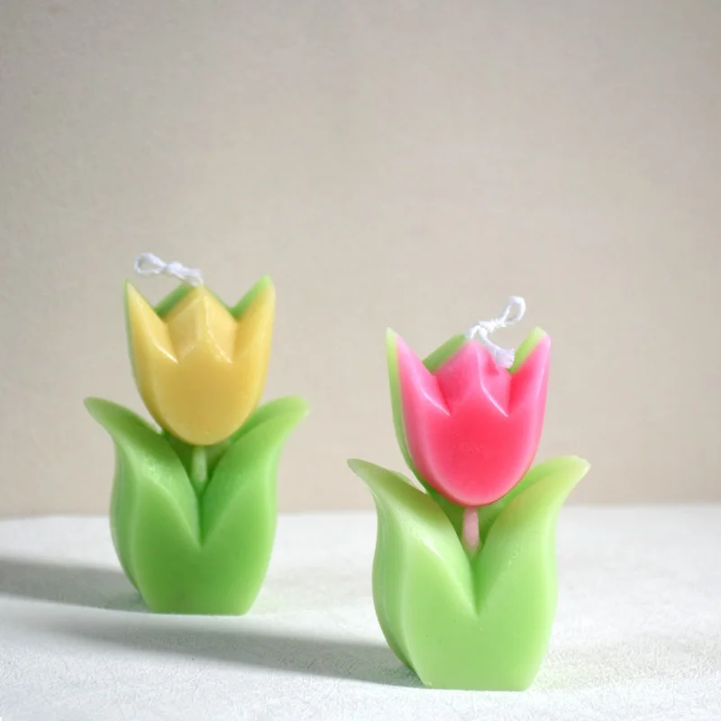 Форма для свечей коллекция цветов тюльпана, гипсовый орнамент, украшение из ароматного камня, силиконовая форма для изготовления свечей своими руками
