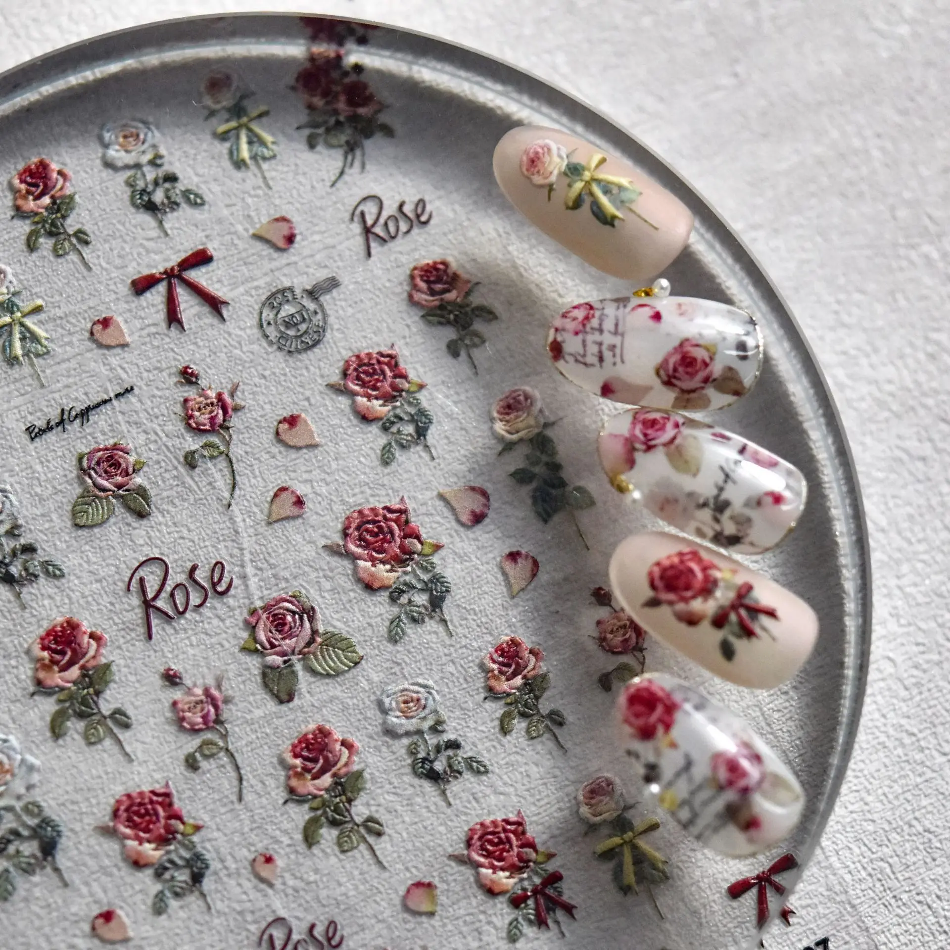 5D Романтические наклейки для ногтей из фольги из розового золота, новые украшения для ногтей на День Святого Валентина с рельефным дизайном своими руками