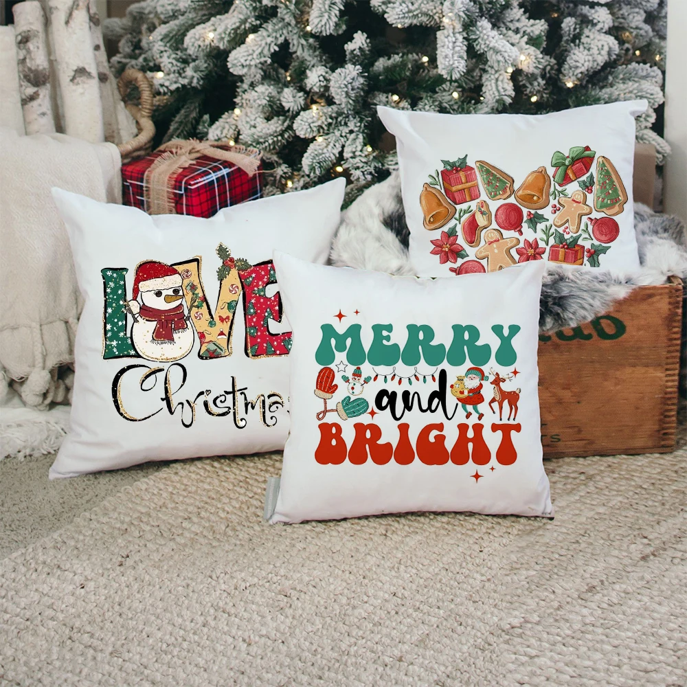 Рождественские наволочки Праздничный декор, Наволочка для подушки, Теплая зимняя наволочка, украшение Рождественской вечеринки, Рождественский подарок