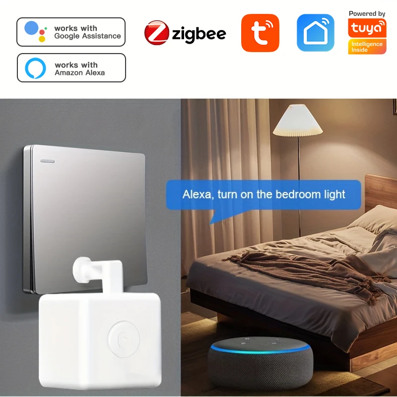 Умный робот-манипулятор плюс кнопка Zigbee Tuya switchbot Сенсорный режим Fingerbot black Приложение Smart Life Голосовое управление Alexa Google Home