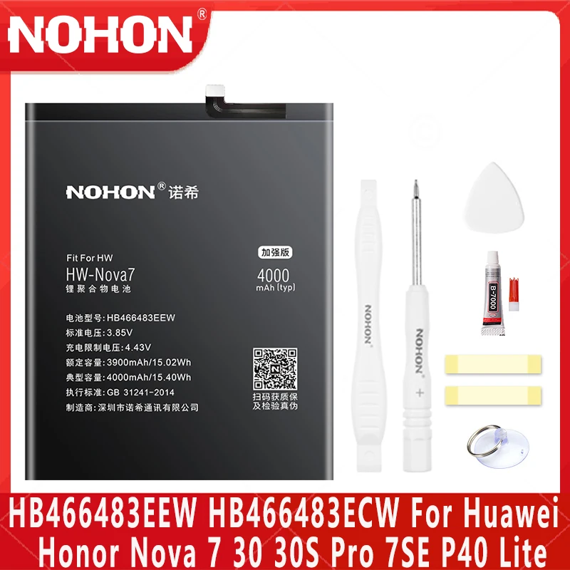 NOHON HB466483EEW HB466483ECW Аккумулятор Для Huawei Honor Nova 7 30 30S Pro 7SE P40 Lite 30Pro 30ProPlus Nova7SE Nova7Pro Bateria