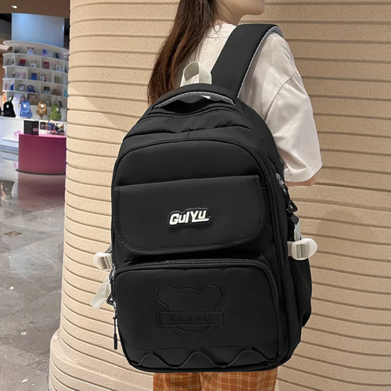 Новый лаконичный нейлоновый женский рюкзак, Новый модный рюкзак для женщин, милая однотонная школьная сумка для девочки, повседневный рюкзак для путешествий для женщин.