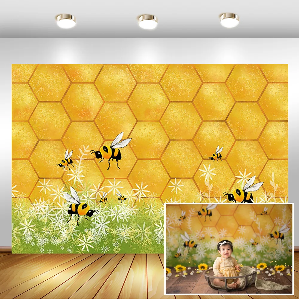 Сладкий, как только может Пчелиный фон Пчелиные Соты Фон для фотосессии в Душе ребенка Цветы на День рождения Девушки Реквизит для фотосессии Фон для студийной будки