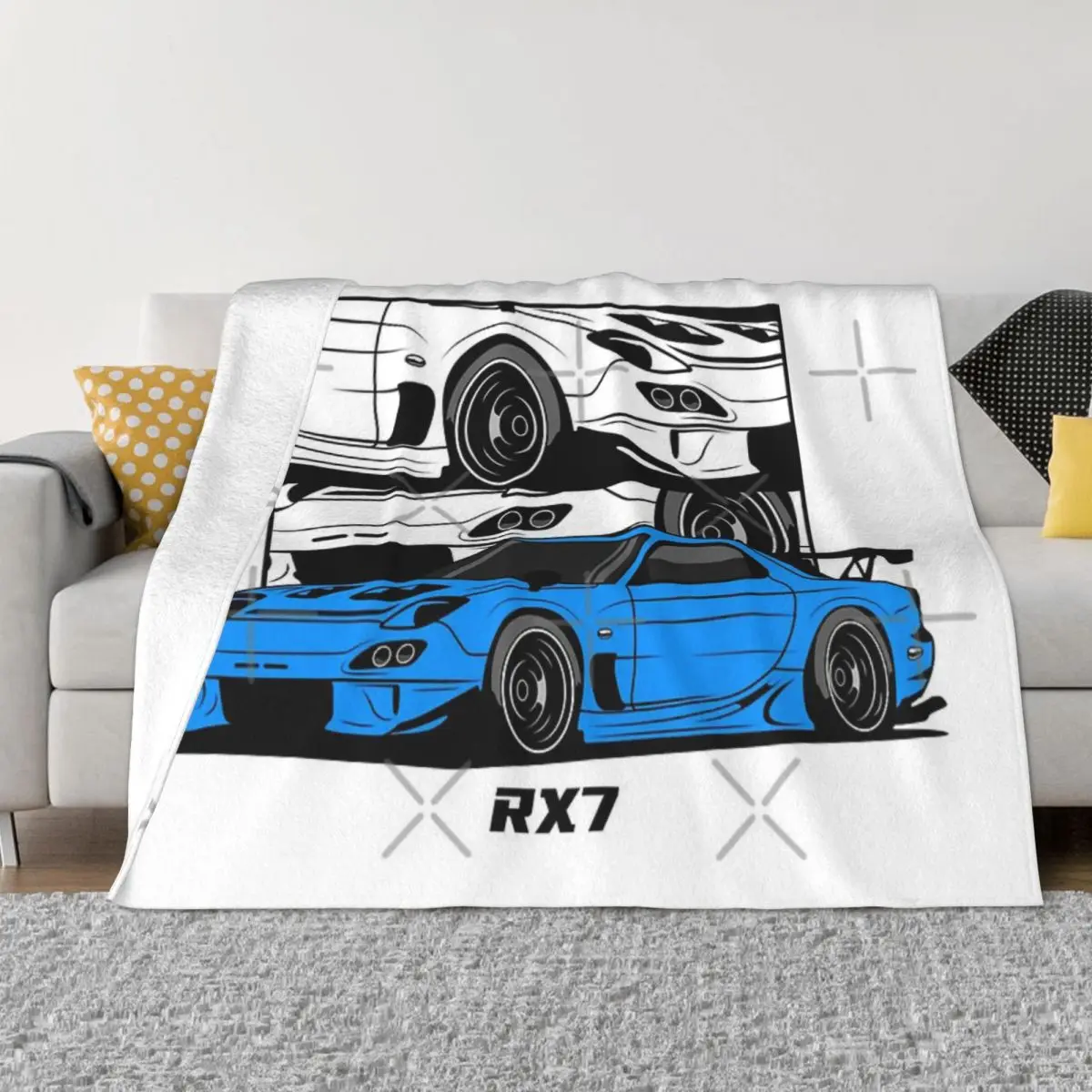 Синее комическое одеяло RX 7 Покрывало на кровать Толстые покрывала
