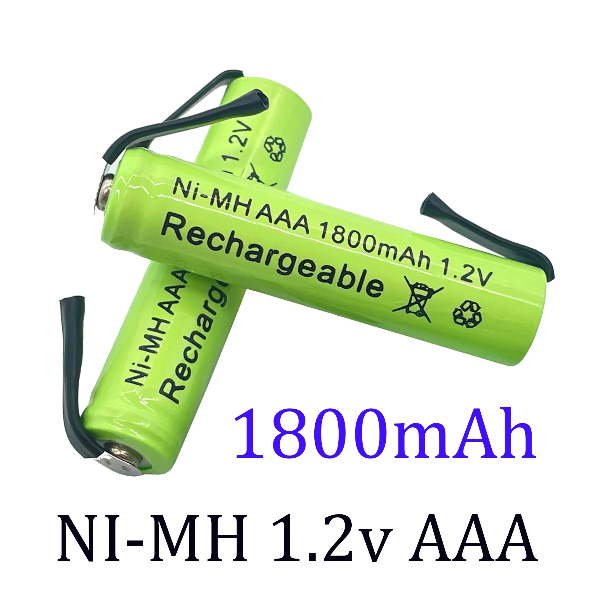 Новый никель-металлогидридный аккумуляторный элемент 1,2 В AAA, 1800 мАч, с припоем для электробритвы Philips Braun, бритвы, зубной щетки