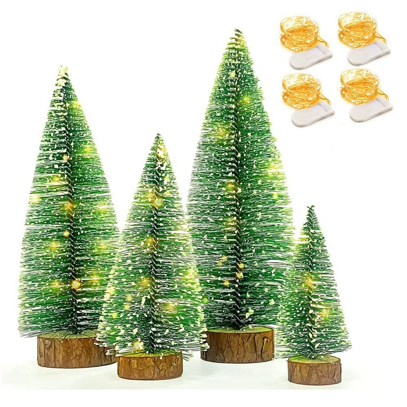 Маленькая рождественская елка с гирляндами, декор для рождественского стола 4 размеров Идеально подходит для рождественских праздников в помещении Прочный