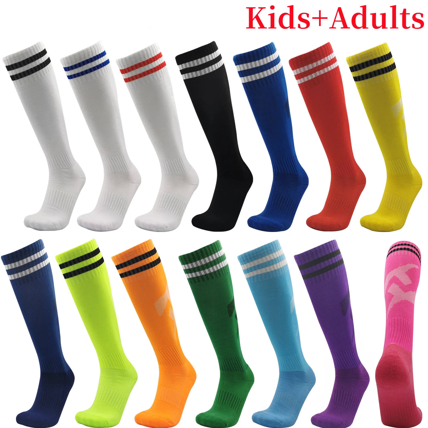 Детские Футбольные носки для взрослых, Высококачественные Хлопковые Леггинсы с длинной трубкой до колена, Бейсбольные Спортивные носки для бега