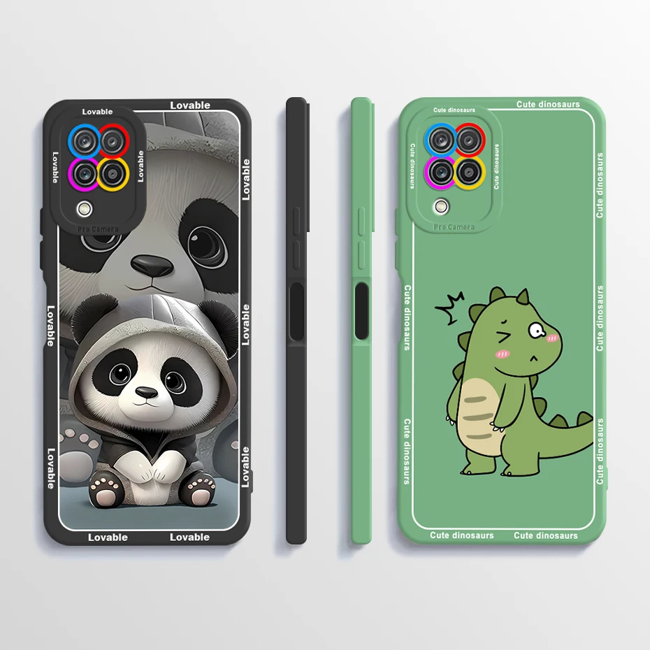 Для Samsung Galaxy A22 Чехол F22 M22 Cute Panda Динозавр Чехол Мягкий Жидкий Силиконовый Чехол Для Телефона Samsung M22 F22 A 22 5G Shell