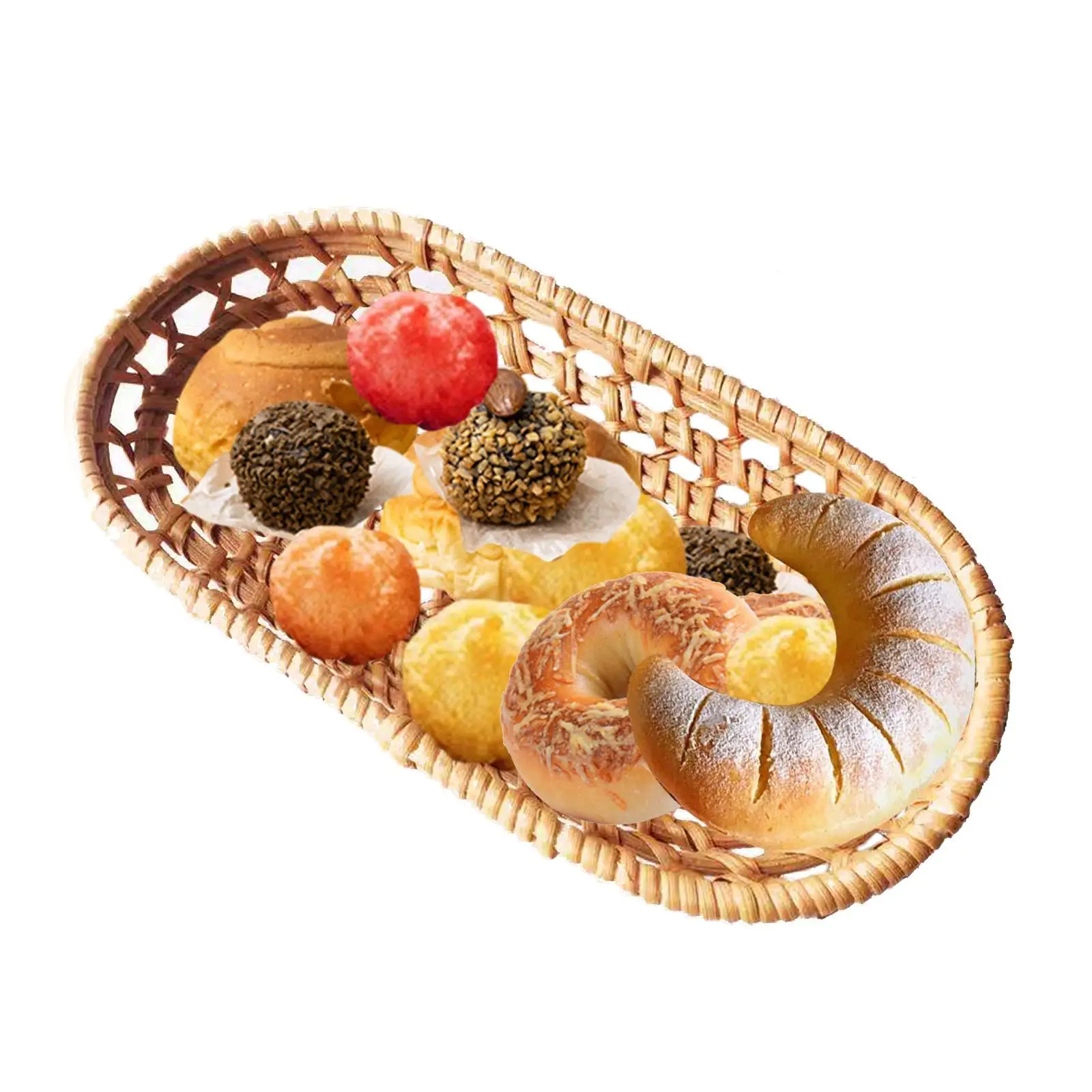 Плетеная корзина для фруктов ручной работы, Декоративная плетеная корзина, плетеные корзины из ротанга для кухни, фрукты на открытом воздухе