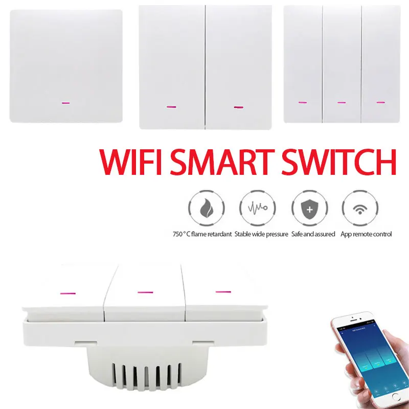 Настенный выключатель европейского стандарта Pcabs, сенсорный выключатель, одноклавишная связь с Wifi Smart Switch, умный переключатель Wifi Smart Switch, совместное использование