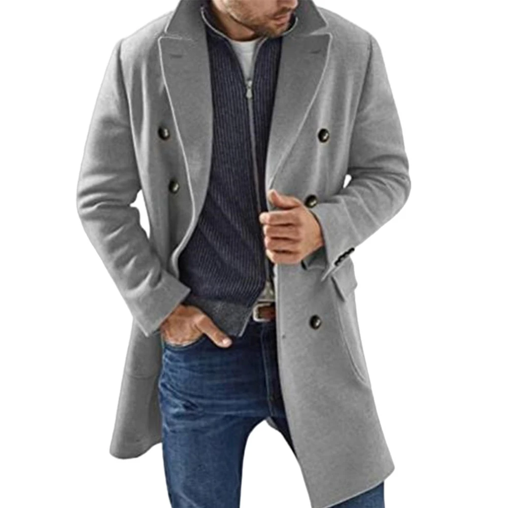 Мужская одежда, пальто с отворотом, мужской кардиган, мужской зимний тренч, верхняя одежда, двубортное пальто на каждый день