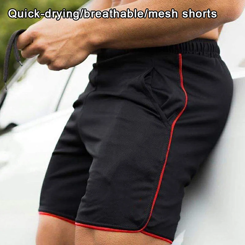2023 Новые спортивные шорты для бега с мышцами, Быстросохнущие дышащие марафонские капри, пляжные брюки для фитнеса, обтягивающая сетчатая ткань в стиле хип-хоп