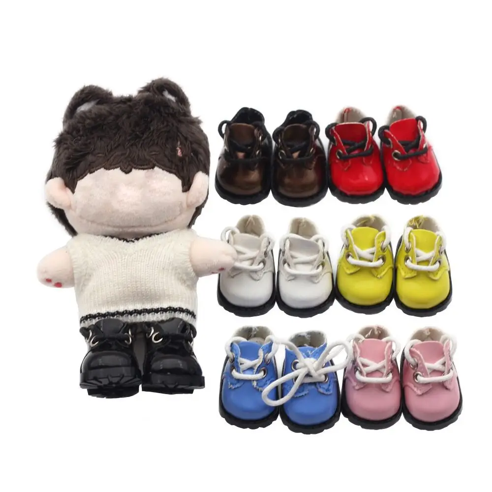игрушечная обувь для кукол из хлопка 10 см, мини-туфли из блестящей кожи, кожаные туфли с круглым носком, туфли с ремешком, кроссовки для кукол 3,8 * 2,3 см