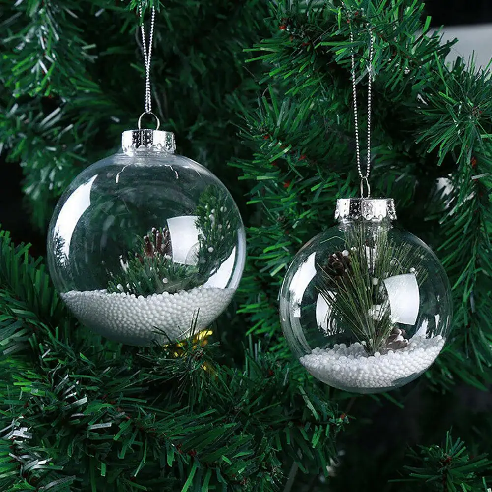 Маленькие сферические антидеформированные пластиковые сверхлегкие прозрачные рождественские подвесные украшения, долговечные подвесные подвески