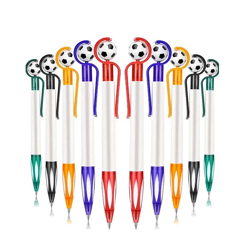 100шт Шариковых ручек футбольной формы, Черные чернила, Выдвижные Многоцветные Шариковые ручки со средней точкой 1,0 мм