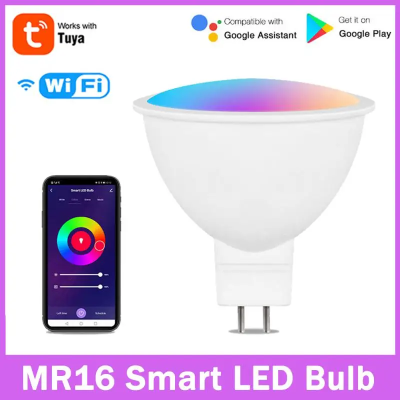 Умная светодиодная лампа Tuya WIFI Connect MR16 12V Интеллектуальная лампа-прожектор мощностью 5 Вт Работает с Alexa Google Home Изменение цвета RGBCW