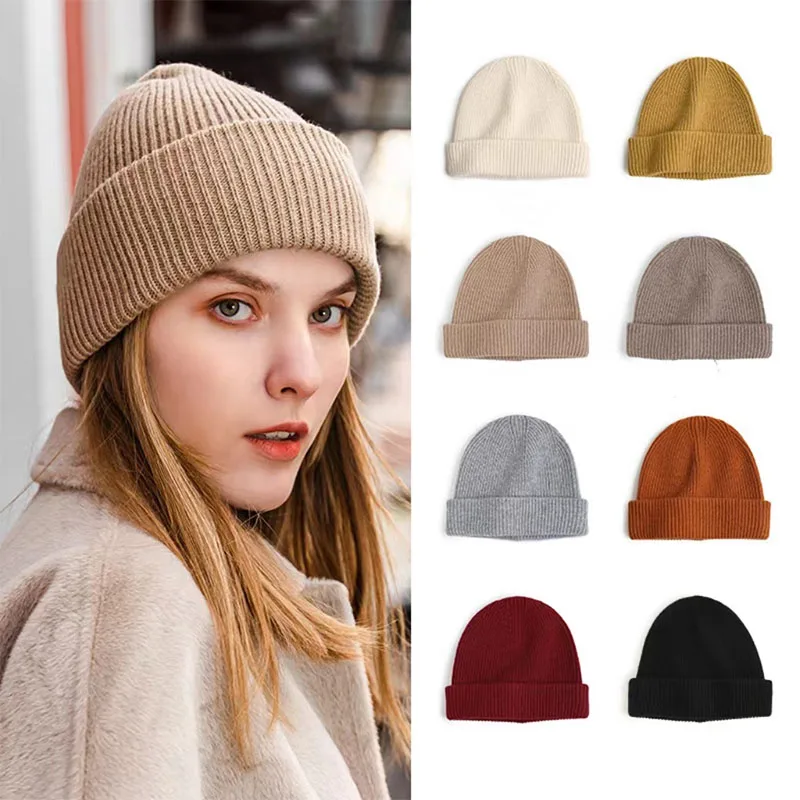 Модные зимние шапки для женщин, Новые шапочки, вязаная милая шапка для девочек, осенние женские шапочки-бини, теплая шапочка, женская повседневная кепка