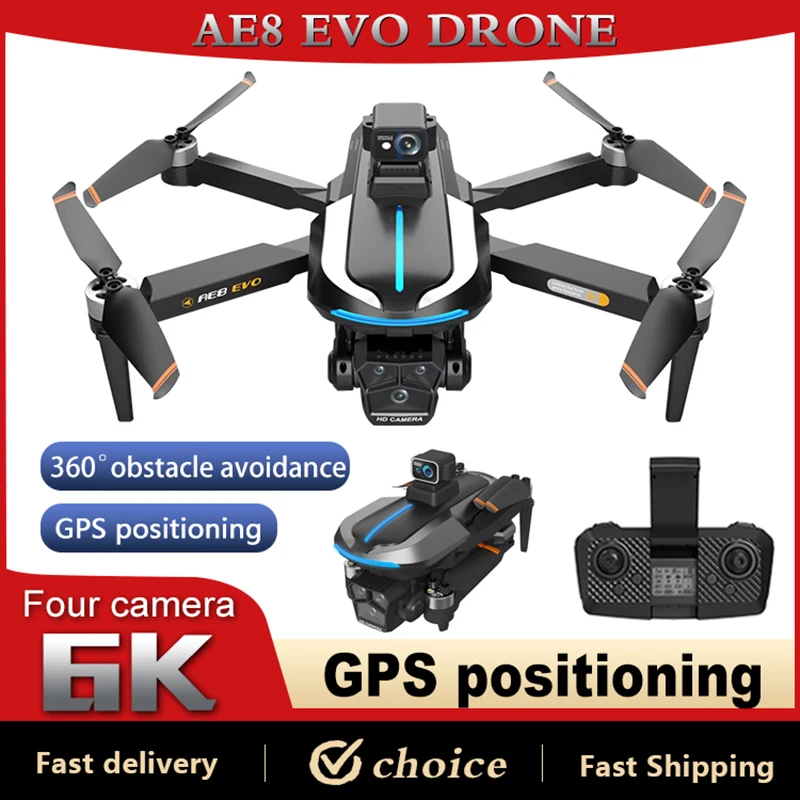 AE8 Drone 6K Профессиональный GPS с двойным позиционированием, аэрофотосъемка с четырьмя камерами, Лазерное предотвращение препятствий, Игрушки для четырехосных самолетов