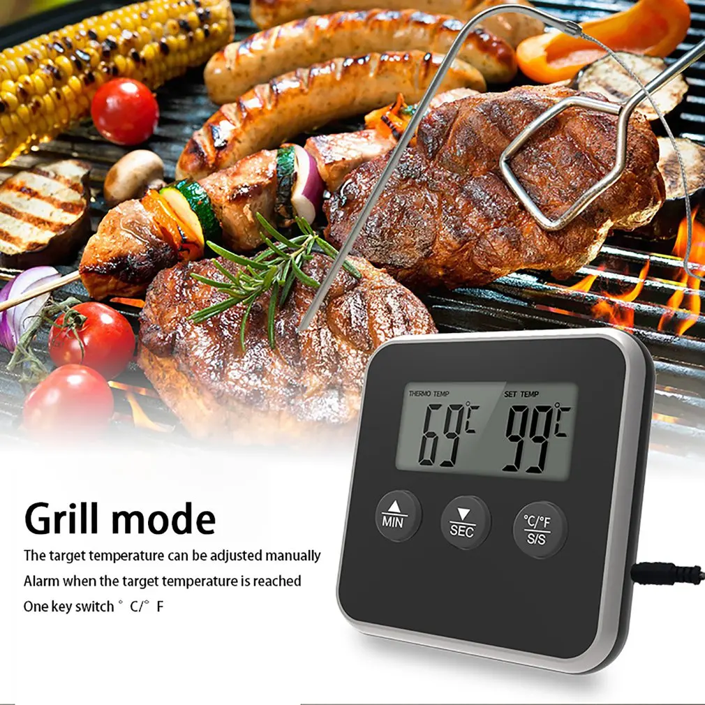 Электронный цифровой ЖК-термометр для пищевых продуктов, температура приготовления мяса, воды, масла для барбекю, для приготовления пищи на кухне, будильник, таймер для приготовления пищи, новый