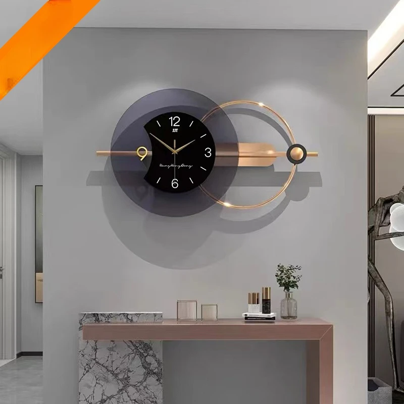 Элегантные часы с маятником для домашнего декора, минималистичные механические Металлические акриловые настенные часы в форме Солнца