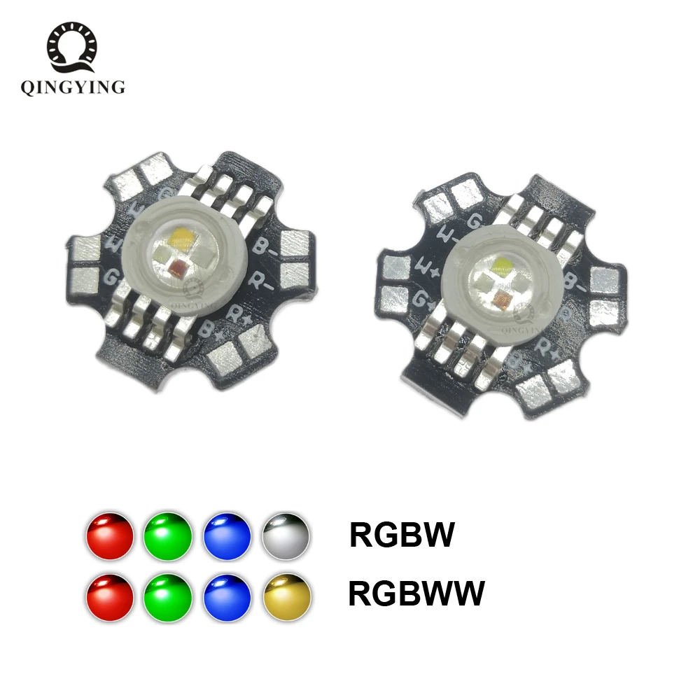 1pcs 12W RGBW RGBWW High Power LED Chipp RGB + теплый белый или RGB + белый с 20 мм черной печатной платой