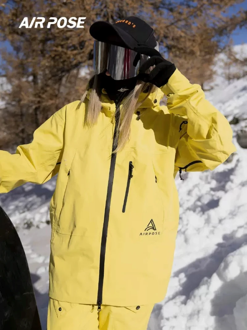 Air POSE-Ветрозащитная и водонепроницаемая Лыжная куртка для Мужчин и Женщин, Толстовка с капюшоном для сноуборда на открытом воздухе, Зимнее пальто, Теплое, Зимнее