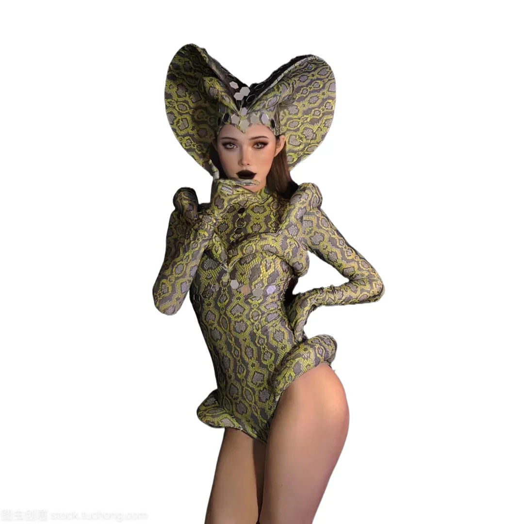 Новый женский костюм змеи для косплея на Хэллоуин, крутое сценическое представление, клубный бар, танцевальная одежда, изготовленная на заказ, танцевальная одежда