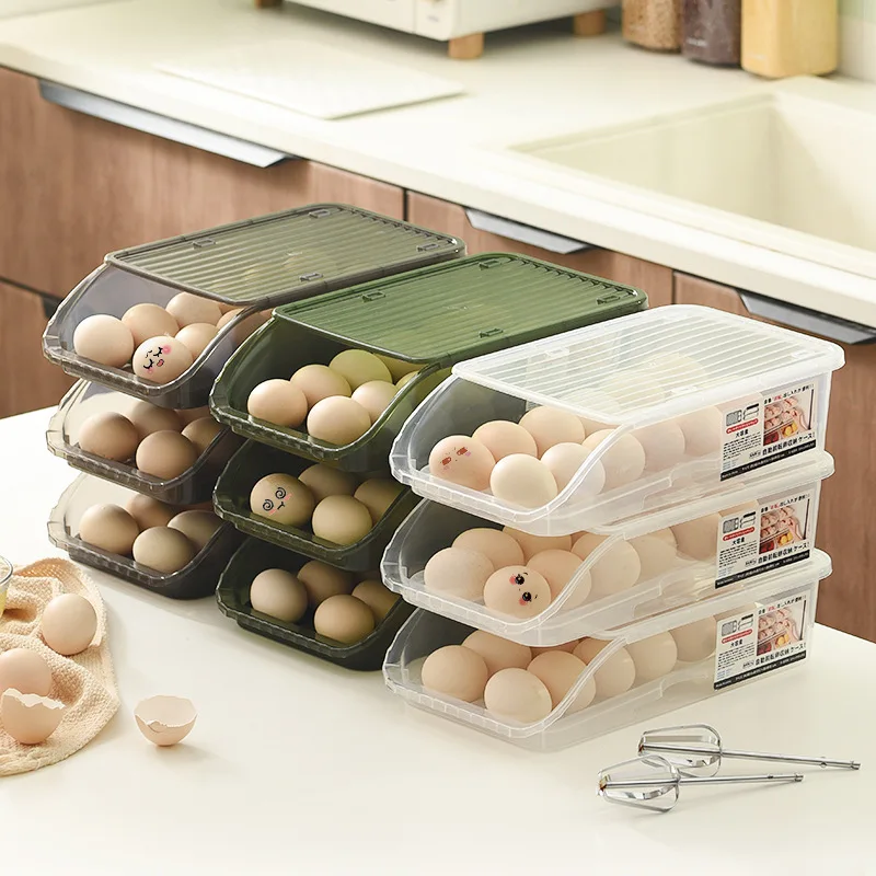 Кухонный креативный контейнер для хранения яиц с автоматической прокаткой, сохраняющий свежесть, держатель для холодильника