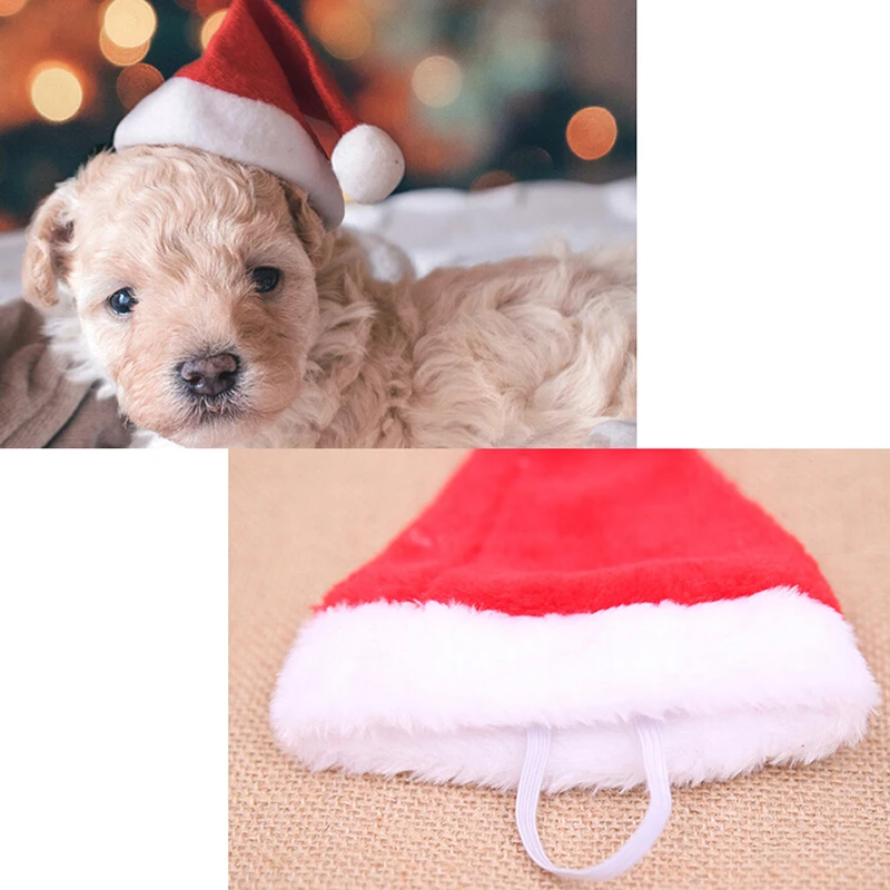Рождественский питомец шляпа Санты маленький щенок кошка собака рождественские украшения для праздничных костюмов