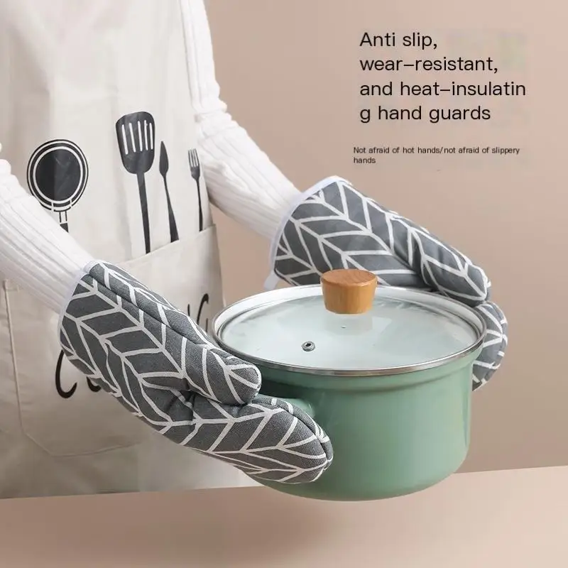 Кухонные изоляционные перчатки для микроволновой печи, утолщенные клетчатые перчатки, защищающие от ожогов и термостойкие перчатки, устойчивые к высокой температуре