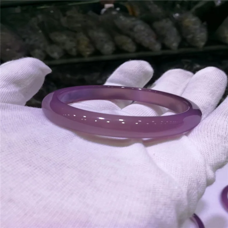 Женский браслет из ювелирного агата, фиолетового халцедона тонкой толщины