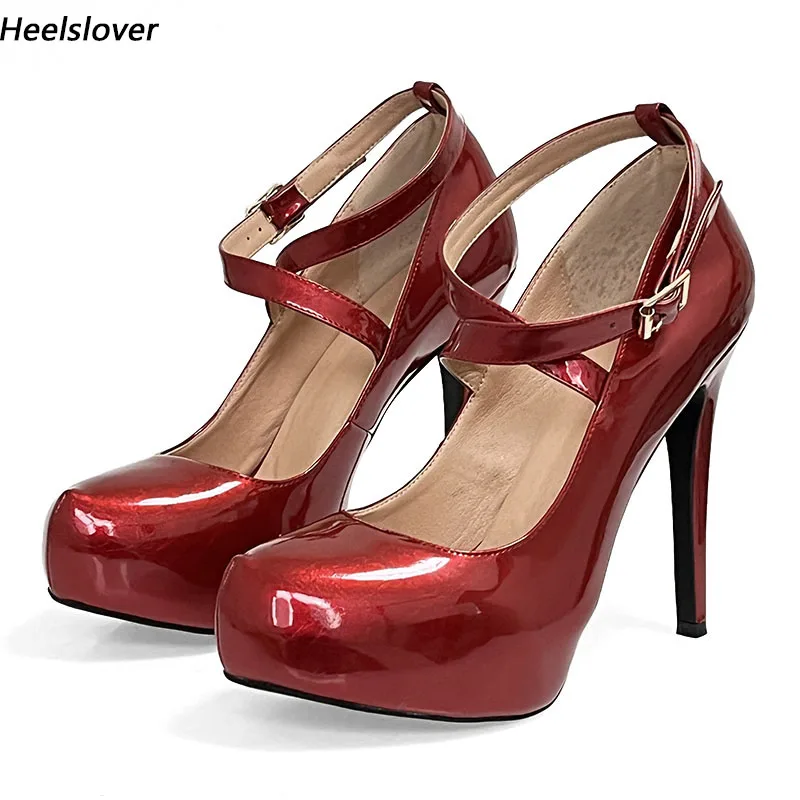 Женские весенние туфли-лодочки Ahhlsion ручной работы, пикантные туфли на шпильке с круглым носком, Красивые красные банкетные туфли, женские размеры США Плюс 5-20
