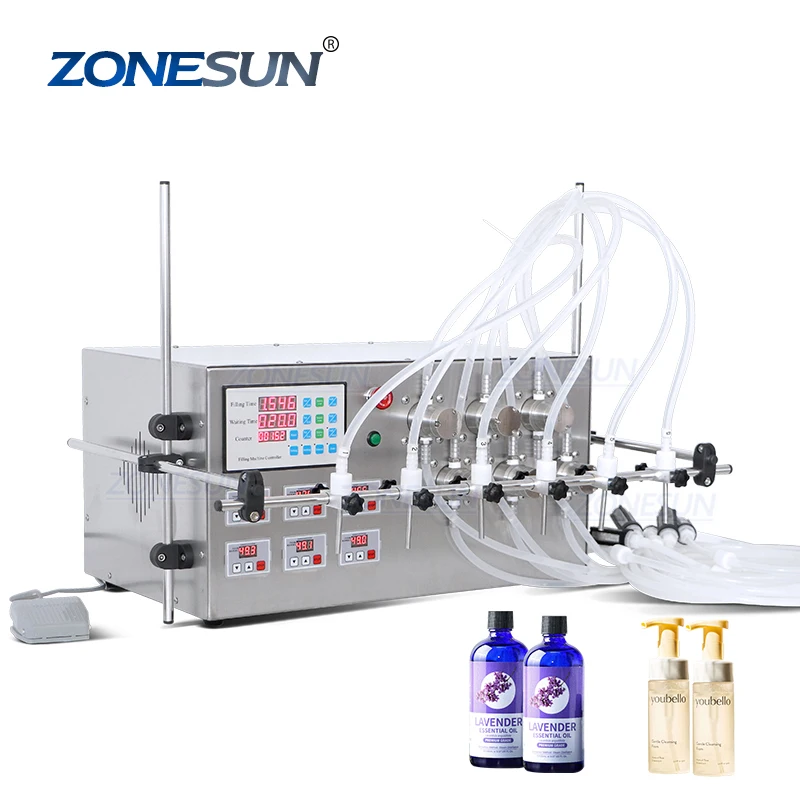 ZONESUN, Магнитный насос с шестью головками, Электрическая Цифровая машина для розлива напитков, Парфюмерной воды, сока, Эфирного масла