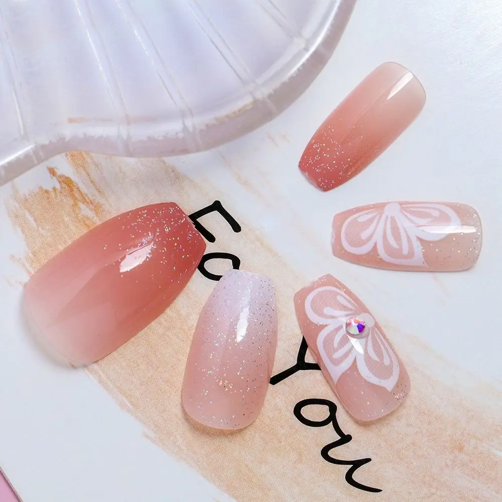 Розовые накладные ногти Акриловые ногти Маникюр Модные типсы для женщин и девочек