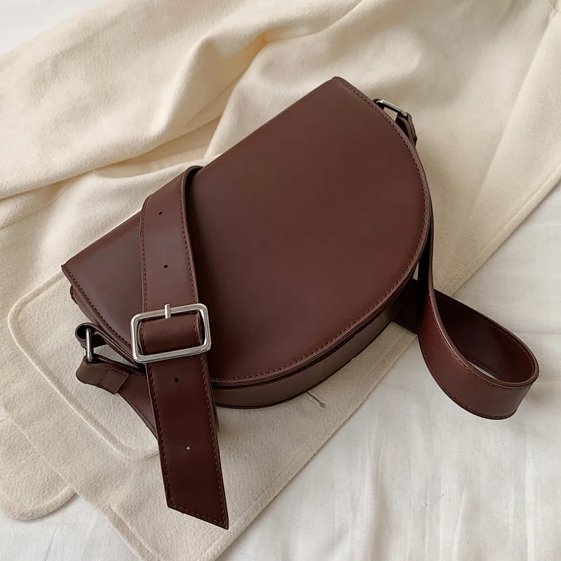 Ретро однотонная седельная сумка, высококачественные кожаные сумки через плечо для женщин, 2024 Новая простая женская сумка через плечо, дизайнерские сумки