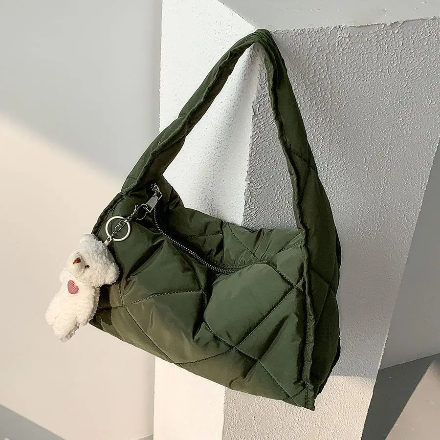 Женская сумка Cloud, Корейская модная стеганая сумочка с подкладкой, мягкая нейлоновая сумка Hobos, Большая вместительная Зимняя модная Новая тканевая сумочка
