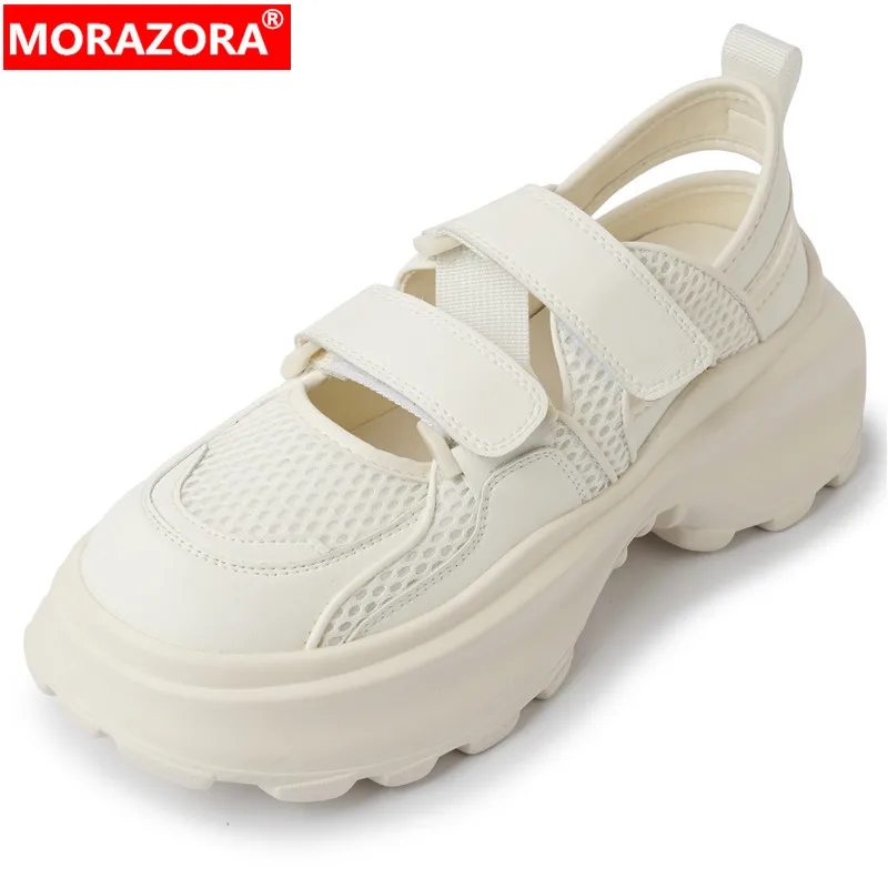 MORAZORA 2023, Размер 35-40, Новые высококачественные женские босоножки на сетчатой платформе, Женская повседневная летняя обувь, босоножки на высоком квадратном каблуке.